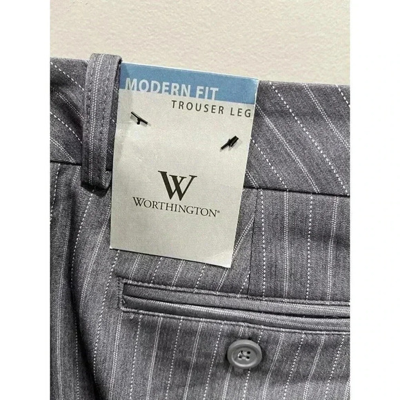 NWT Worthington Women's 12 Modern Fit Trouser Leg Pants Grey Stripes Work Casual - Picture 8 of 8